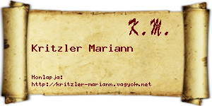 Kritzler Mariann névjegykártya
